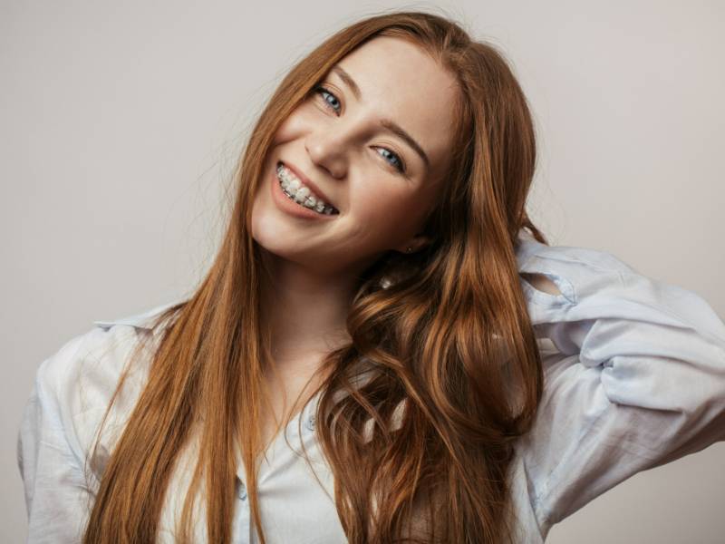 Girl with clear braces
