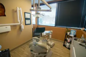 A dental exam room in our Longmont office.